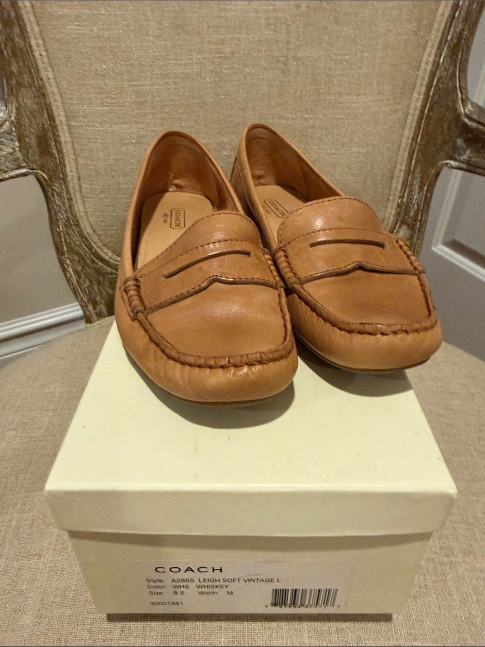 COACH Women’s Leigh Soft Vintage Leather Penny Loafers